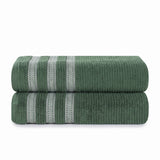 Brea Textured Ribbed Cotton Bath Towels, Set of 2 – Medium Weight Bathroom Towels
