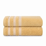 Brea Textured Ribbed Cotton Bath Towels, Set of 2 – Medium Weight Bathroom Towels