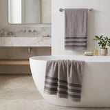 Brea Textured Ribbed Cotton Bath Towels, Set of 2 – Medium Weight Bathroom Towels
