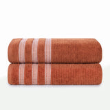 Brea Textured Ribbed Cotton Bath Towels, Set of 2 – Medium Weight Bathroom Towels