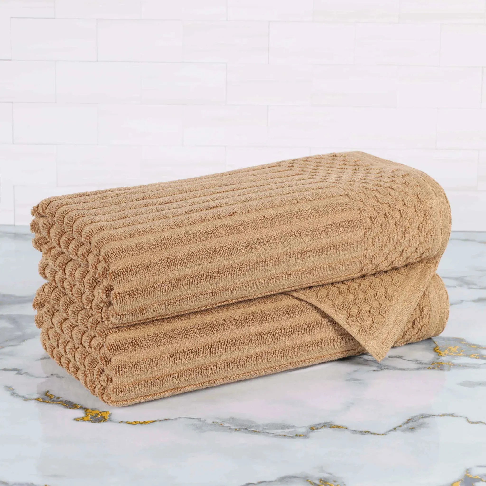 Soho Cotton Ribbed Textured Ultra-Absorbent 2 Piece Bath Towel Set - Bath Towel by Superior Brand
