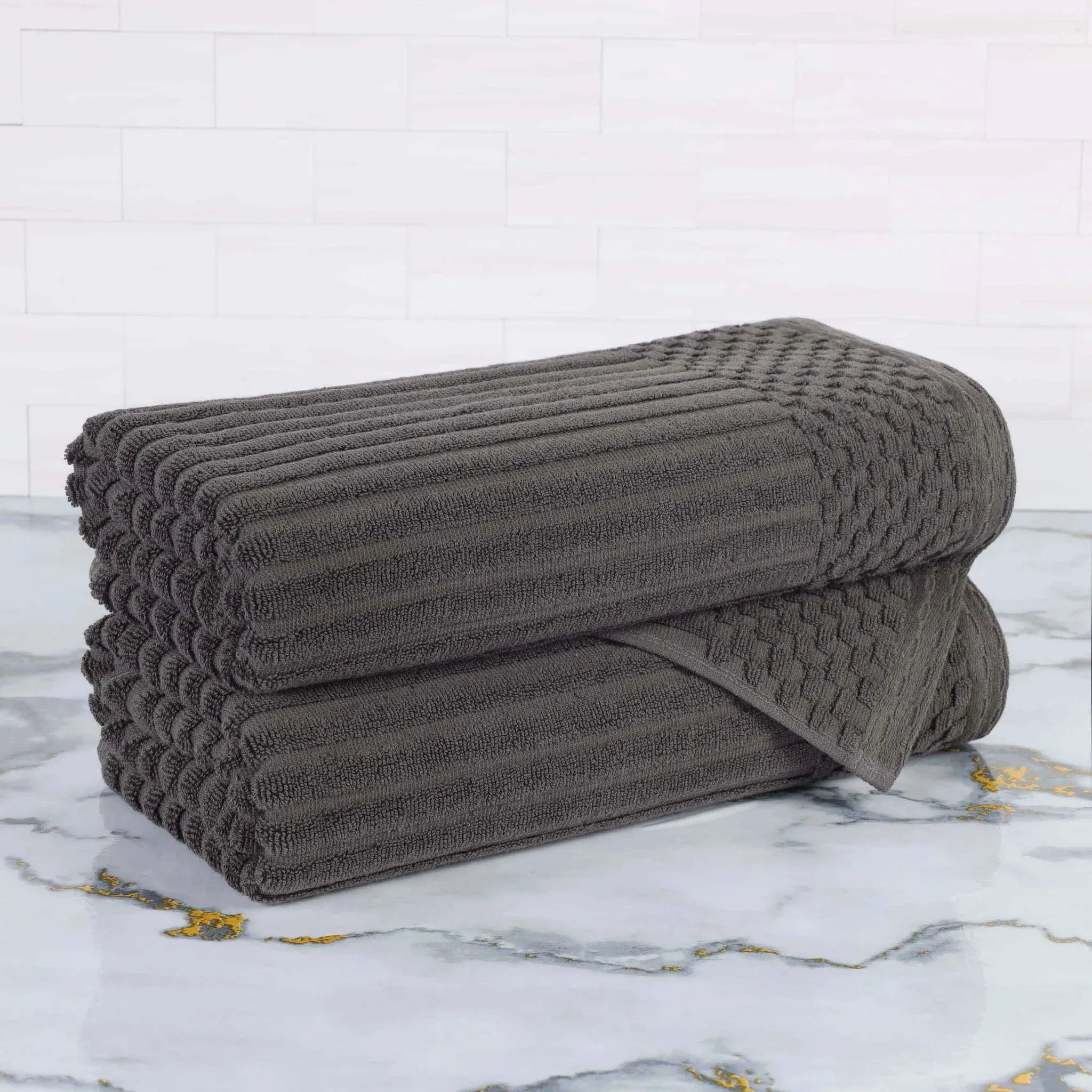 Soho Cotton Ribbed Textured Ultra-Absorbent 2 Piece Bath Towel Set - Bath Towel by Superior Brand