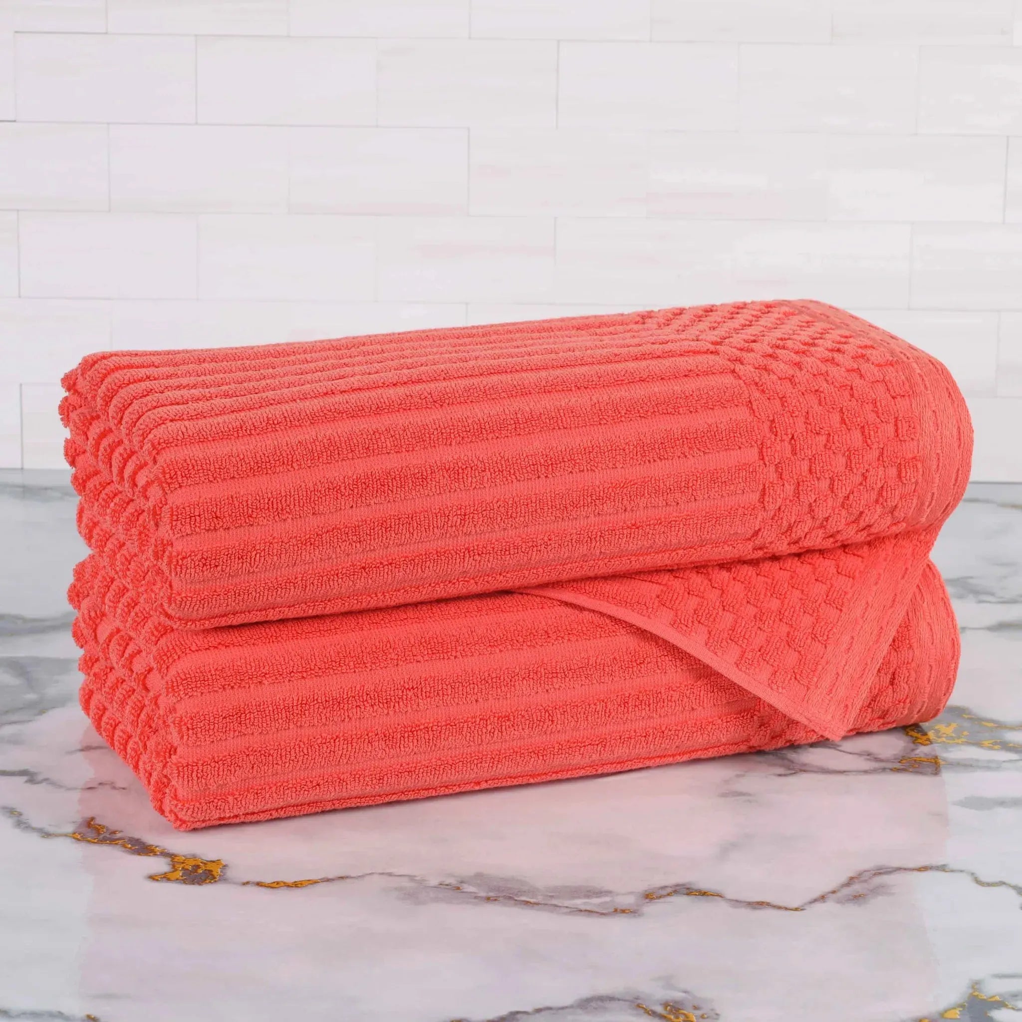 Soho Cotton Ribbed Textured Ultra-Absorbent 2 Piece Bath Towel Set - Bath Towel by Superior Brand