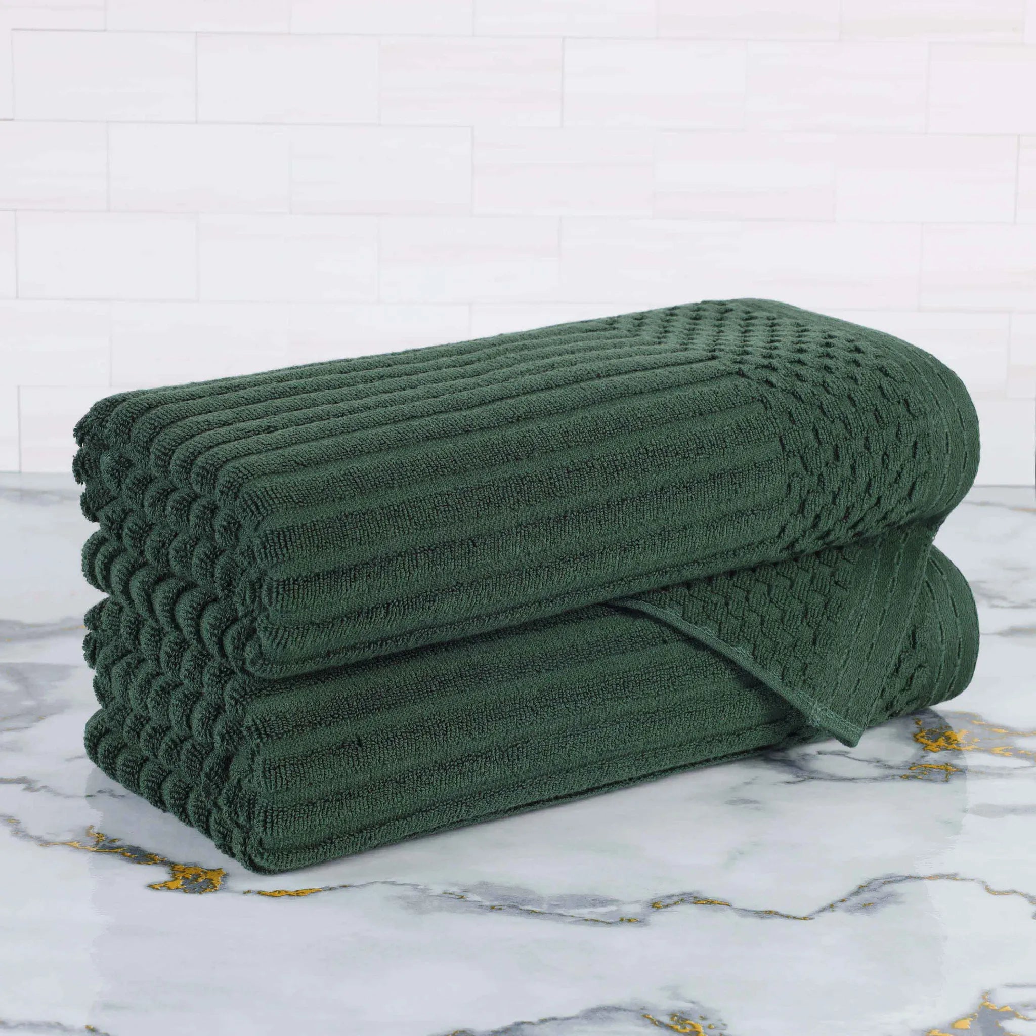 Soho Cotton Ribbed Textured Ultra-Absorbent 2 Piece Bath Towel Set