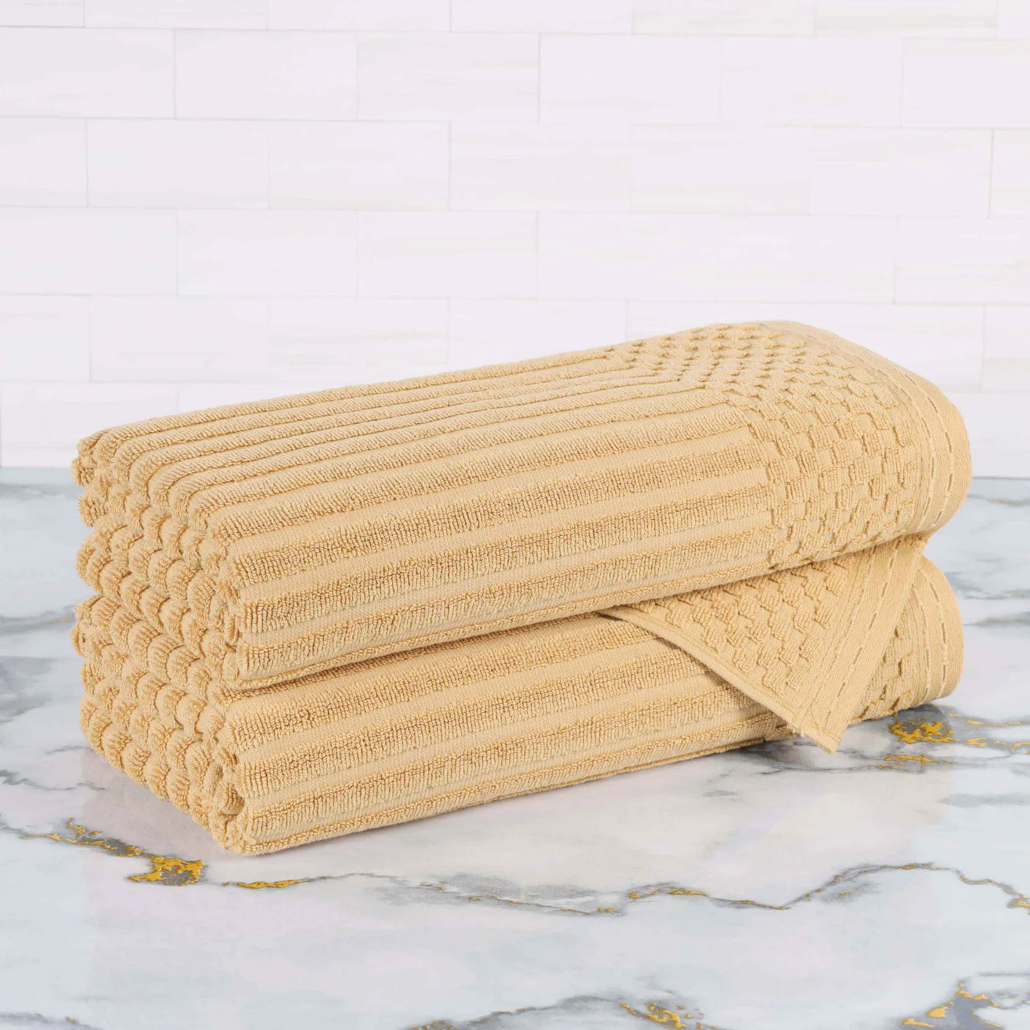 Soho Cotton Ribbed Textured Ultra-Absorbent 2 Piece Bath Towel Set