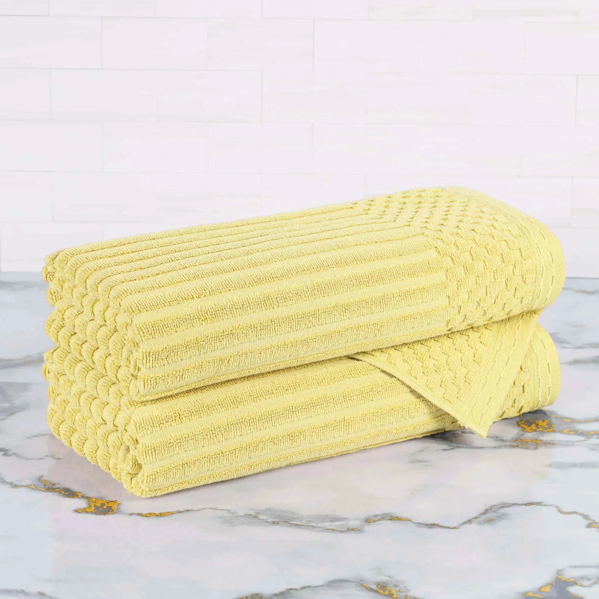 Soho Cotton Ribbed Textured Ultra-Absorbent 2 Piece Bath Towel Set - Bath Towel by Superior Brand