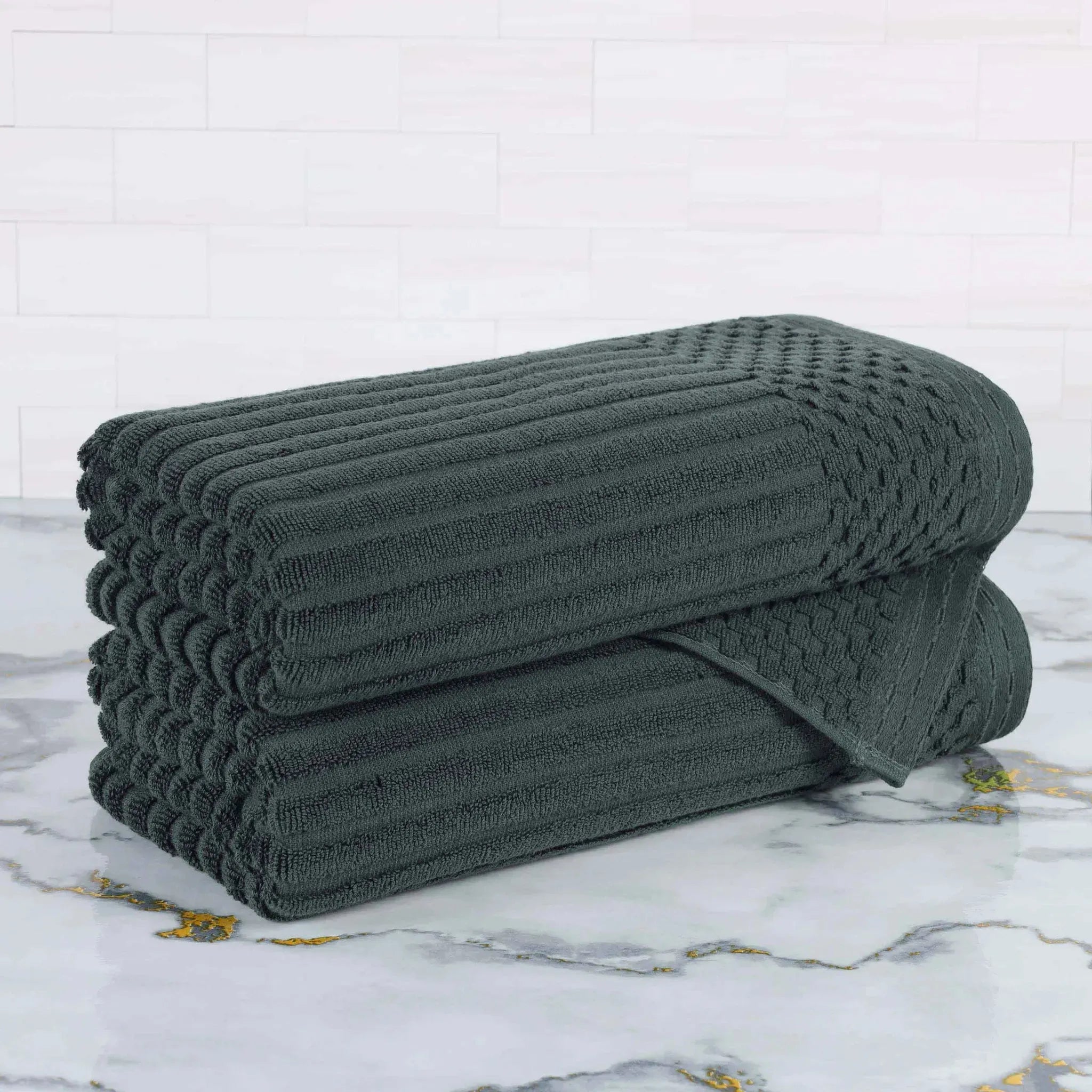 Soho Cotton Ribbed Textured Ultra-Absorbent 2 Piece Bath Towel Set - Bath Towel by Superior Brand