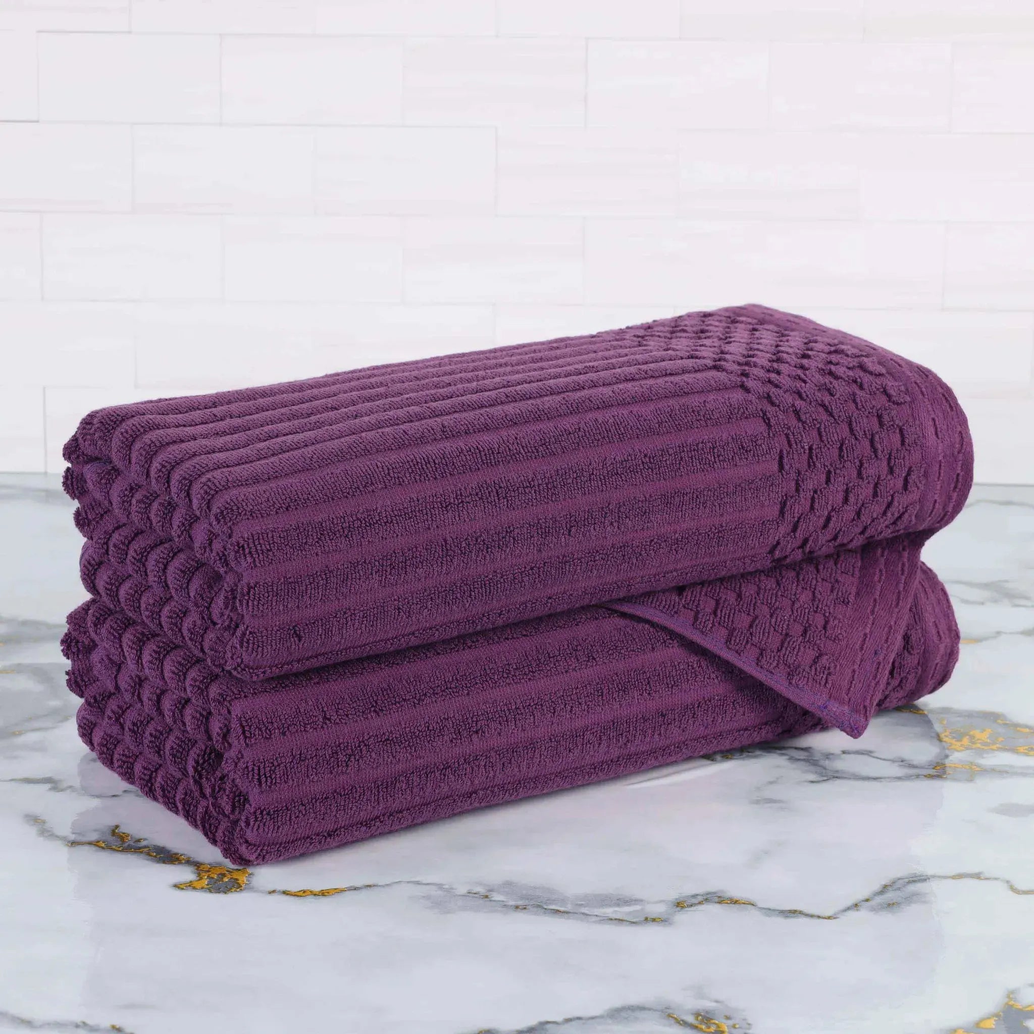 Soho Cotton Ribbed Textured Ultra-Absorbent 2 Piece Bath Towel Set - Bath Towel by Superior Brand