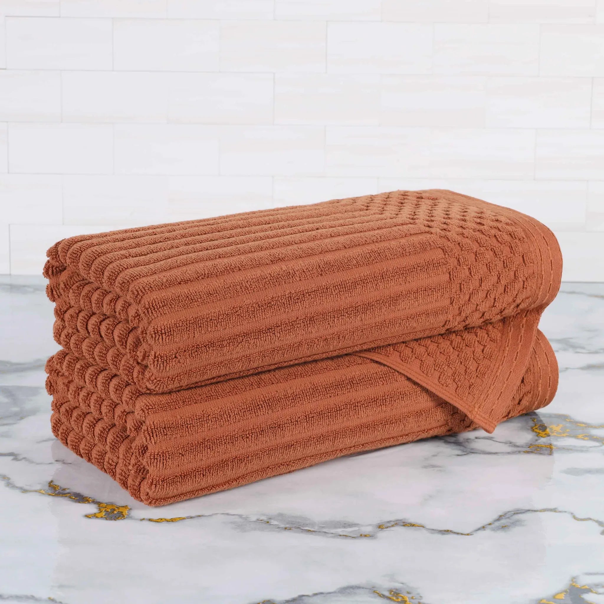 Soho Cotton Ribbed Textured Ultra-Absorbent 2 Piece Bath Towel Set