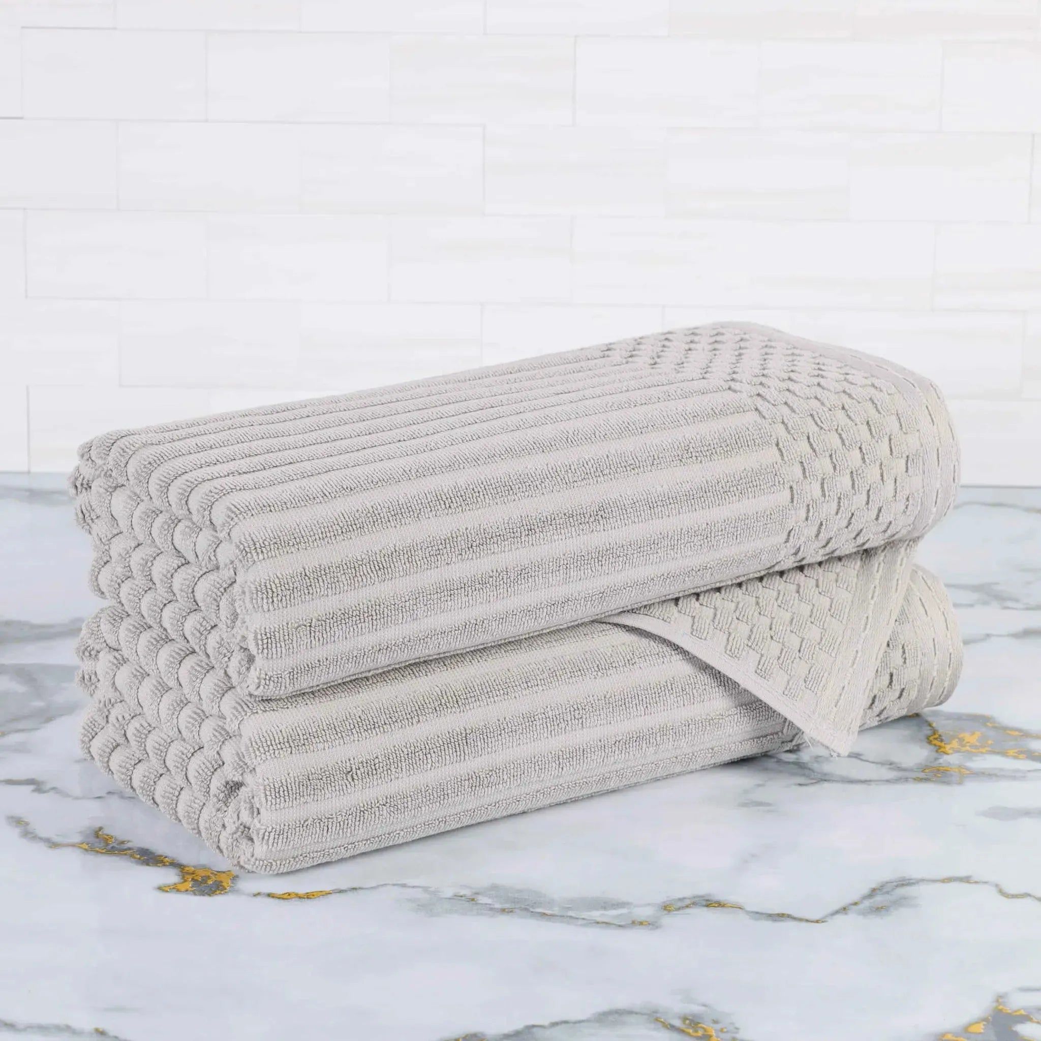 Soho Cotton Ribbed Textured Ultra-Absorbent 2 Piece Bath Towel Set - Bath Towel by Superior Brand