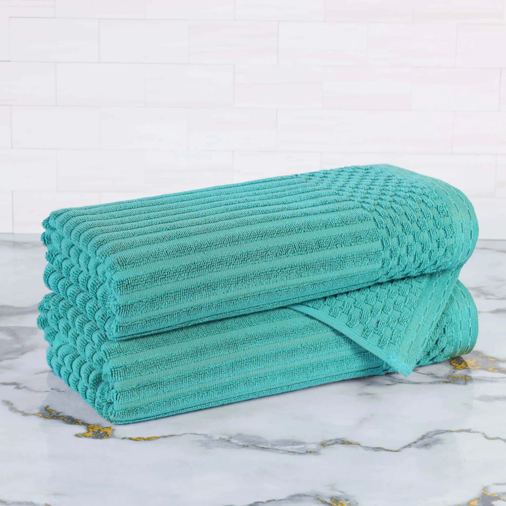 Soho Cotton Ribbed Textured Ultra-Absorbent 2 Piece Bath Towel Set - Bath Towel by Superior Brand