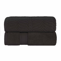 Chevron Zero Twist Cotton Solid and Jacquard Bath Sheet Set of 2