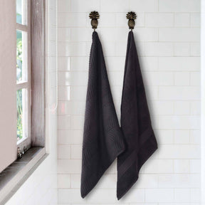 Chevron Zero Twist Cotton Solid and Jacquard Bath Sheet Set of 2