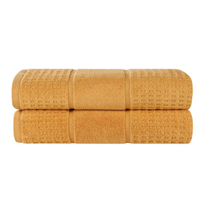 Zero Twist Cotton Waffle Honeycomb Plush Soft Bath Sheet - Gold