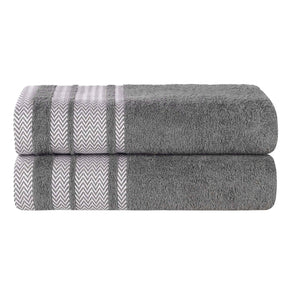 Zero Twist Cotton Dobby Border Plush Absorbent Bath Sheet - Grey