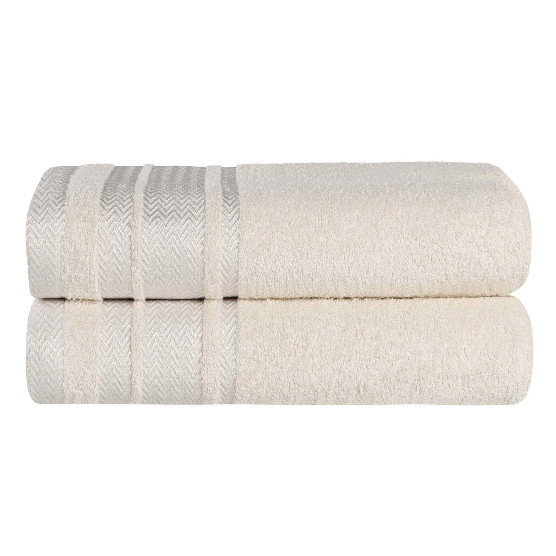 Zero Twist Cotton Dobby Border Plush Absorbent Bath Sheet - Ivory