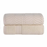 Chevron Zero Twist Cotton Solid and Jacquard Bath Sheet Set of 2
