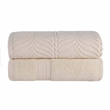 Chevron Zero Twist Cotton Solid and Jacquard Bath Sheet Set of 2