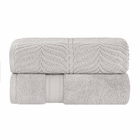 Chevron Zero Twist Cotton Solid and Jacquard Bath Sheet Set of 2