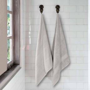 Chevron Zero Twist Cotton Solid and Jacquard Bath Sheet Set of 2
