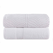 Chevron Zero Twist Cotton Solid and Jacquard Bath Sheet Set of 2