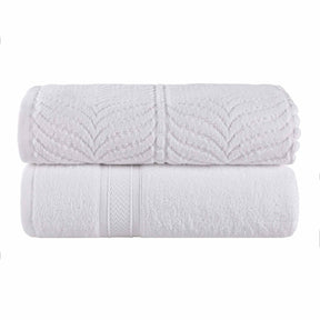 Chevron Zero Twist Cotton Solid and Jacquard Bath Sheet Set of 2