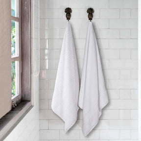 Chevron Zero Twist Cotton Solid and Jacquard Bath Sheet Set of 2