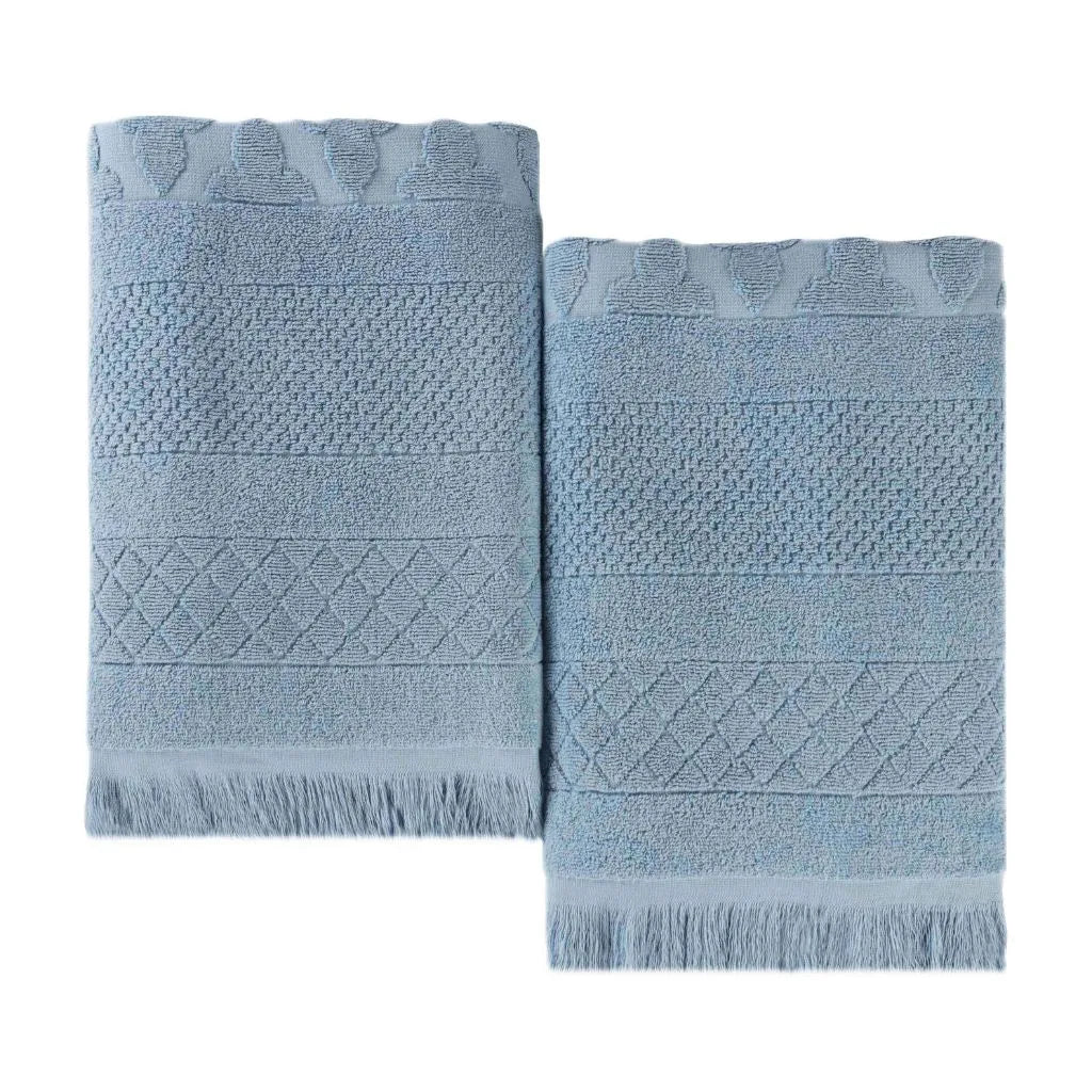 Rolla Cotton Geometric Jacquard Plush Absorbent Bath Sheet Set of 2 - Bath Sheet by Superior Brand