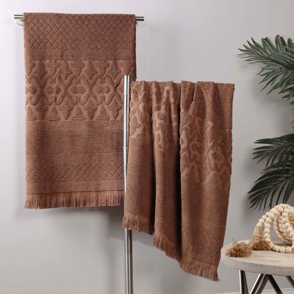 Rolla Cotton Geometric Jacquard Plush Absorbent Bath Sheet Set of 2 - Bath Sheet by Superior Brand