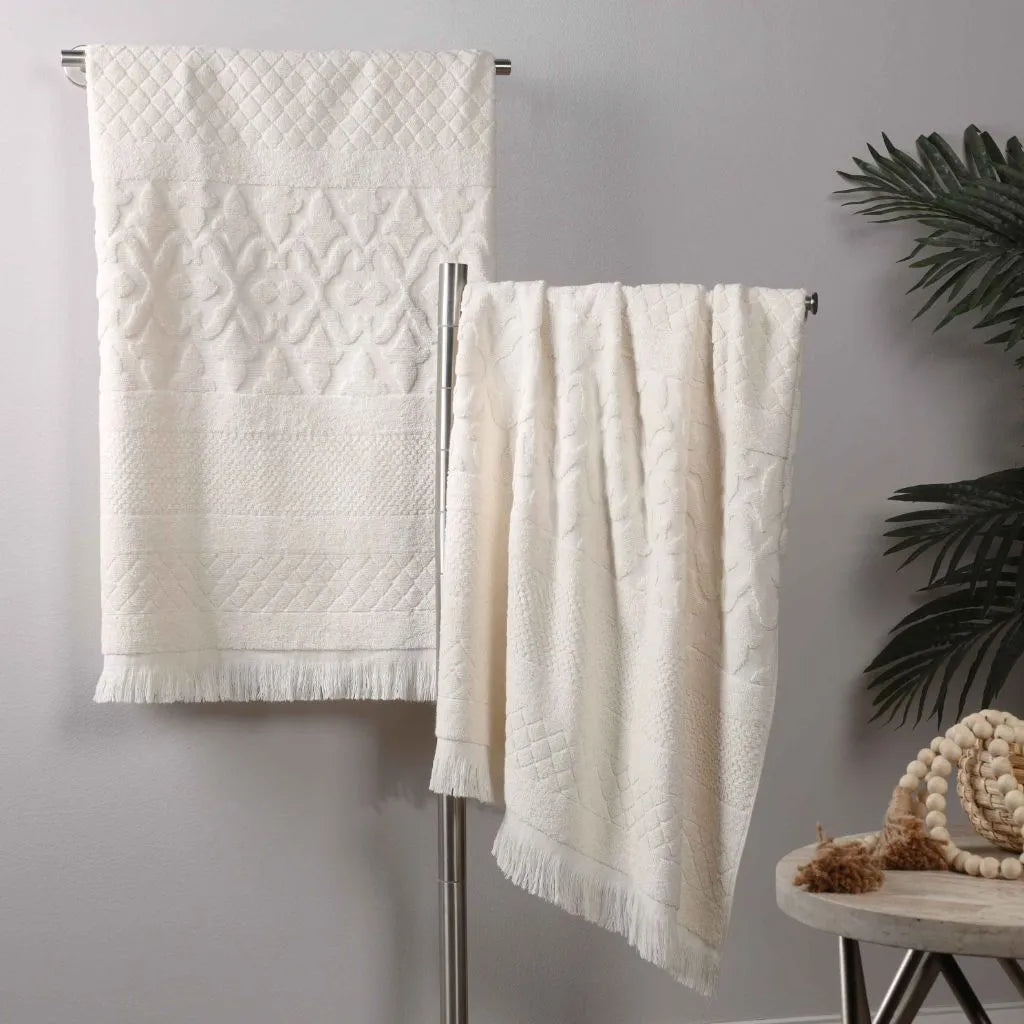 Rolla Cotton Geometric Jacquard Plush Absorbent Bath Sheet Set of 2 - Bath Sheet by Superior Brand