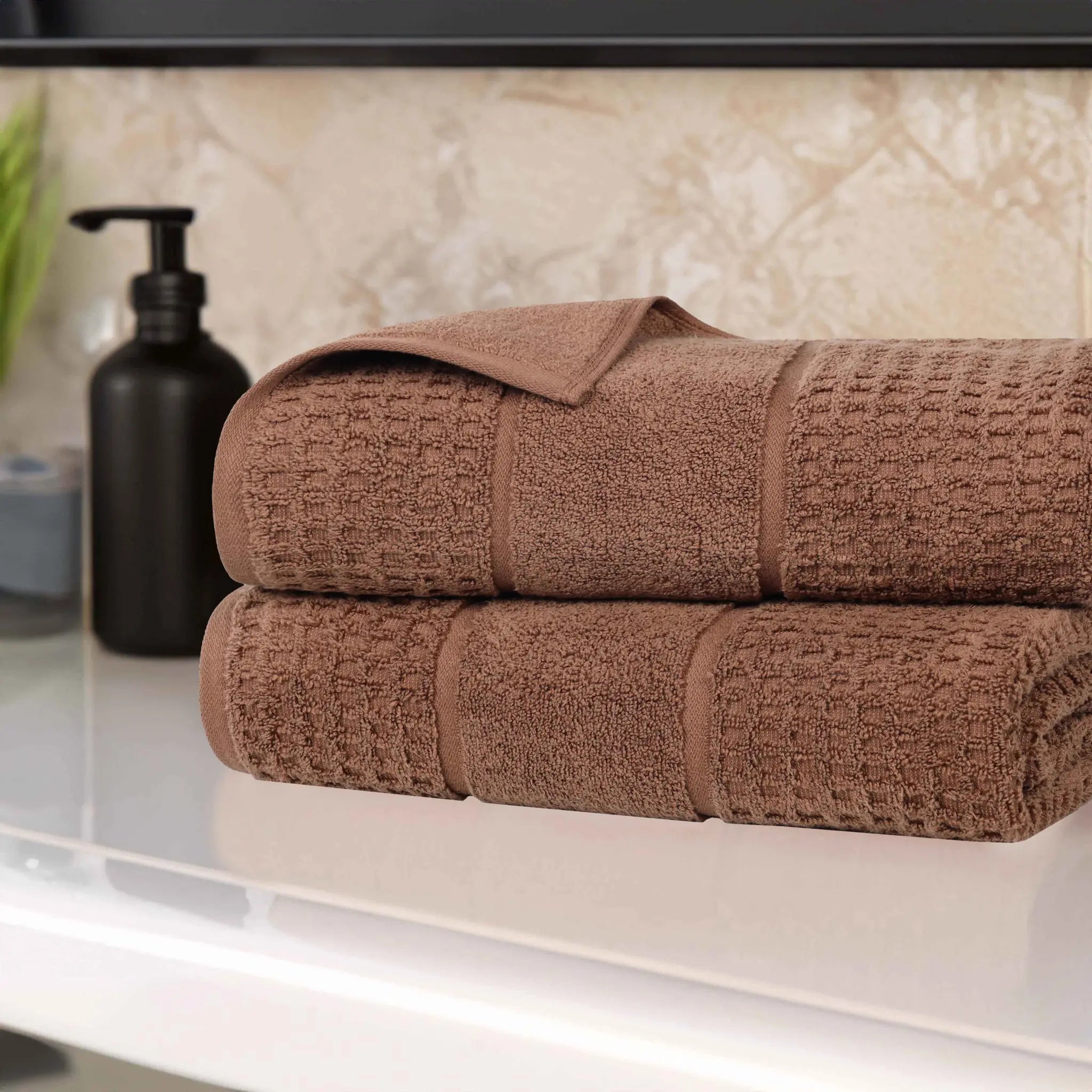 Napa Zero Twist Cotton Solid Waffle Honeycomb Bath Sheet Set of 2 - Towel Set by Superior Brand