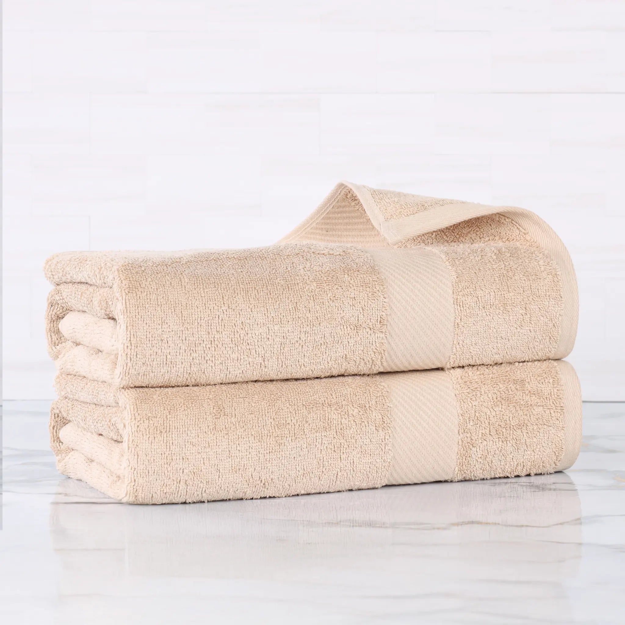 Egyptian Cotton Dobby Border Medium Weight 2 Piece Bath Sheet Set