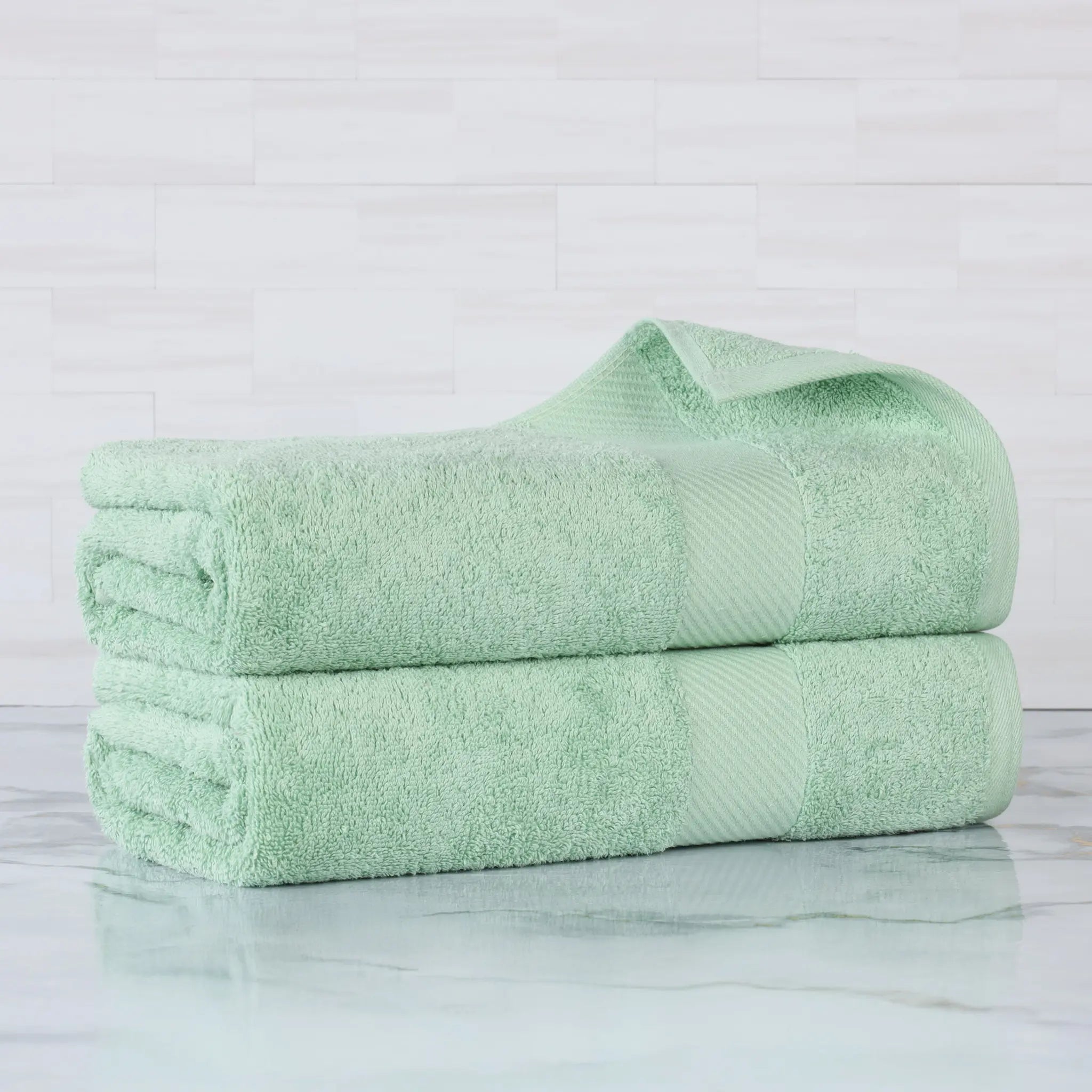 Egyptian Cotton Dobby Border Medium Weight 2 Piece Bath Sheet Set