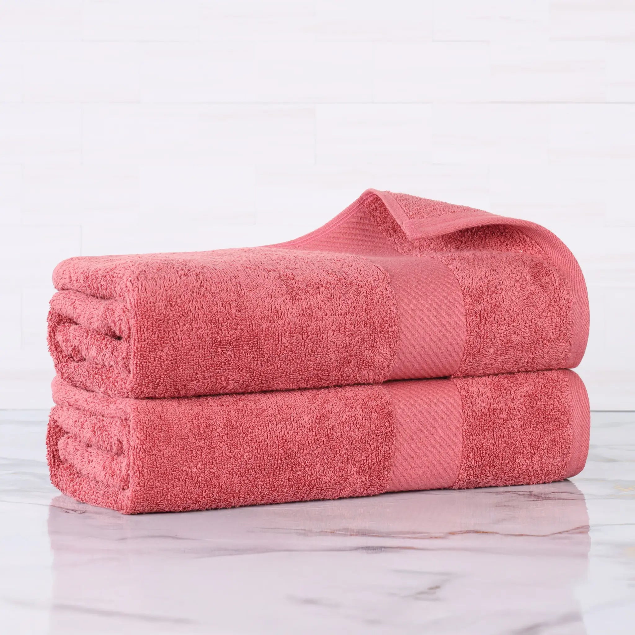 Egyptian Cotton Dobby Border Medium Weight 2 Piece Bath Sheet Set