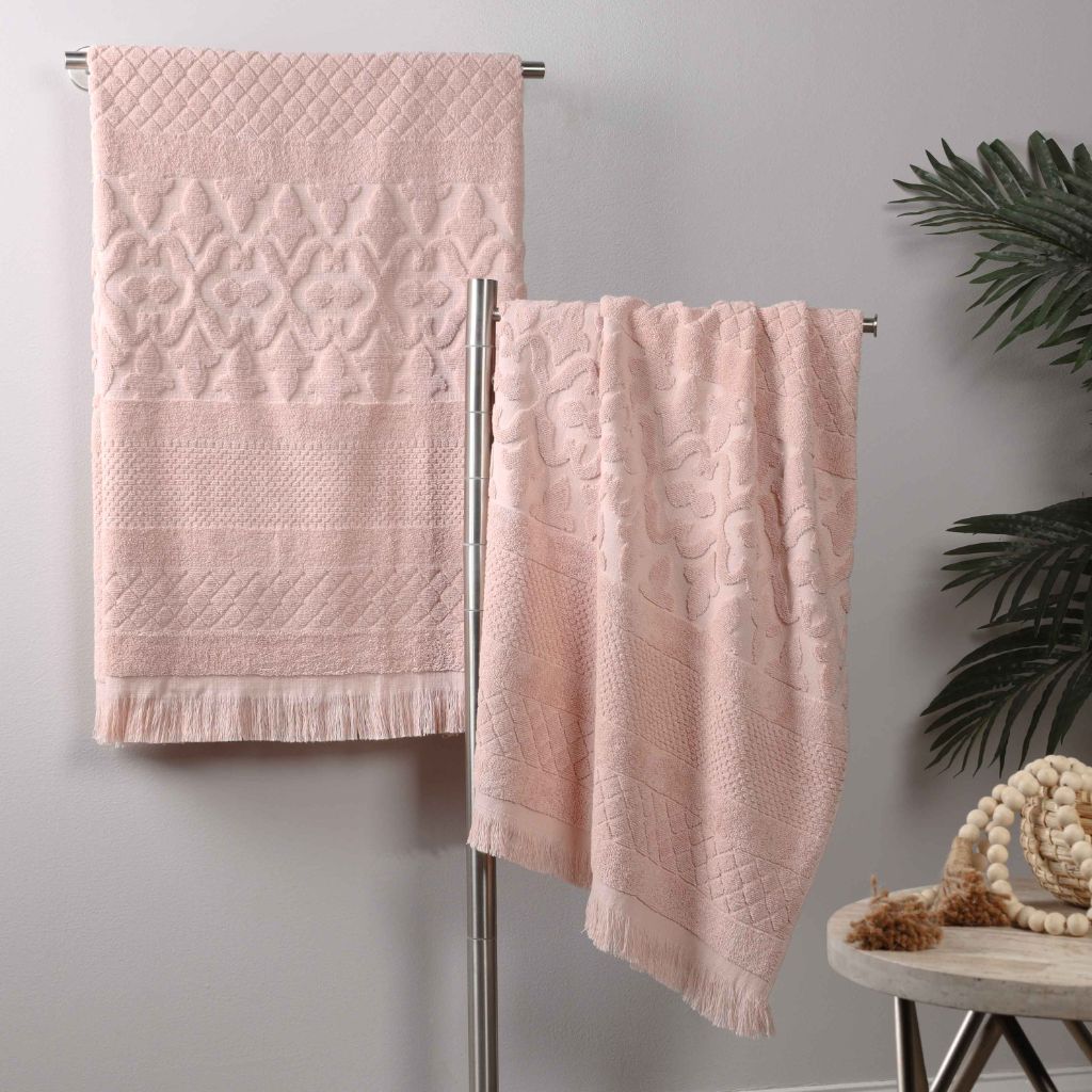 Rolla Cotton Geometric Jacquard Plush Absorbent Bath Sheet Set of 2 - Bath Sheet by Superior Brand