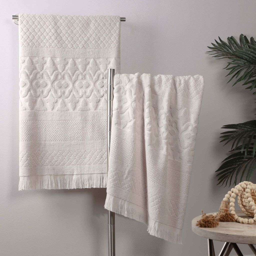 Rolla Cotton Geometric Jacquard Plush Absorbent Bath Sheet Set of 2 - Bath Sheet by Superior Brand