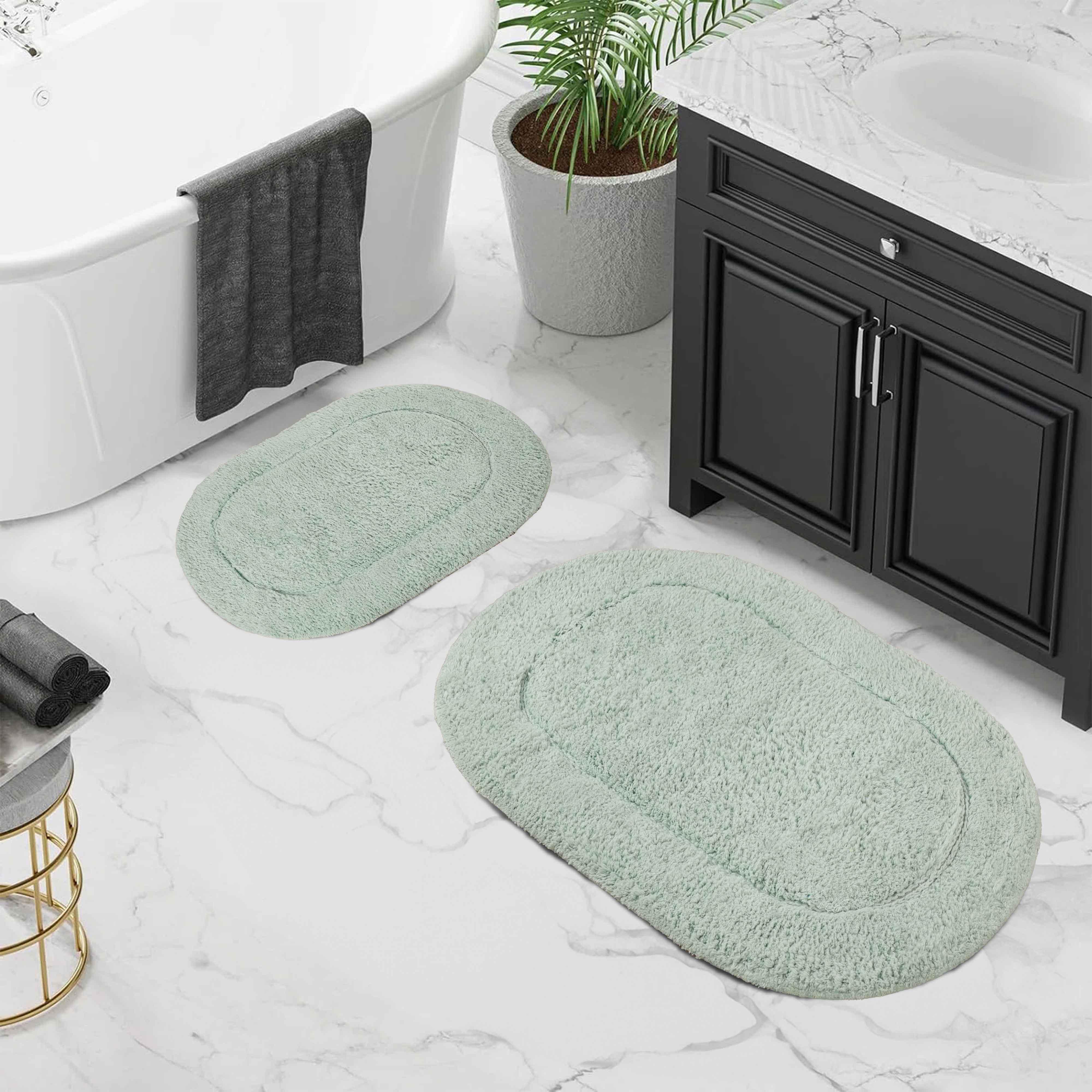 Cotton Oval Solid Non-Skid Washable 2 Piece Bath Rug Set - Bath Rugs by Superior Brand