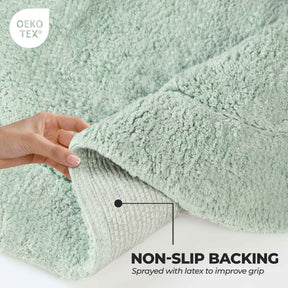 Superior Non-Slip Washable Cotton 2 Piece Bath Rug Set - Sage