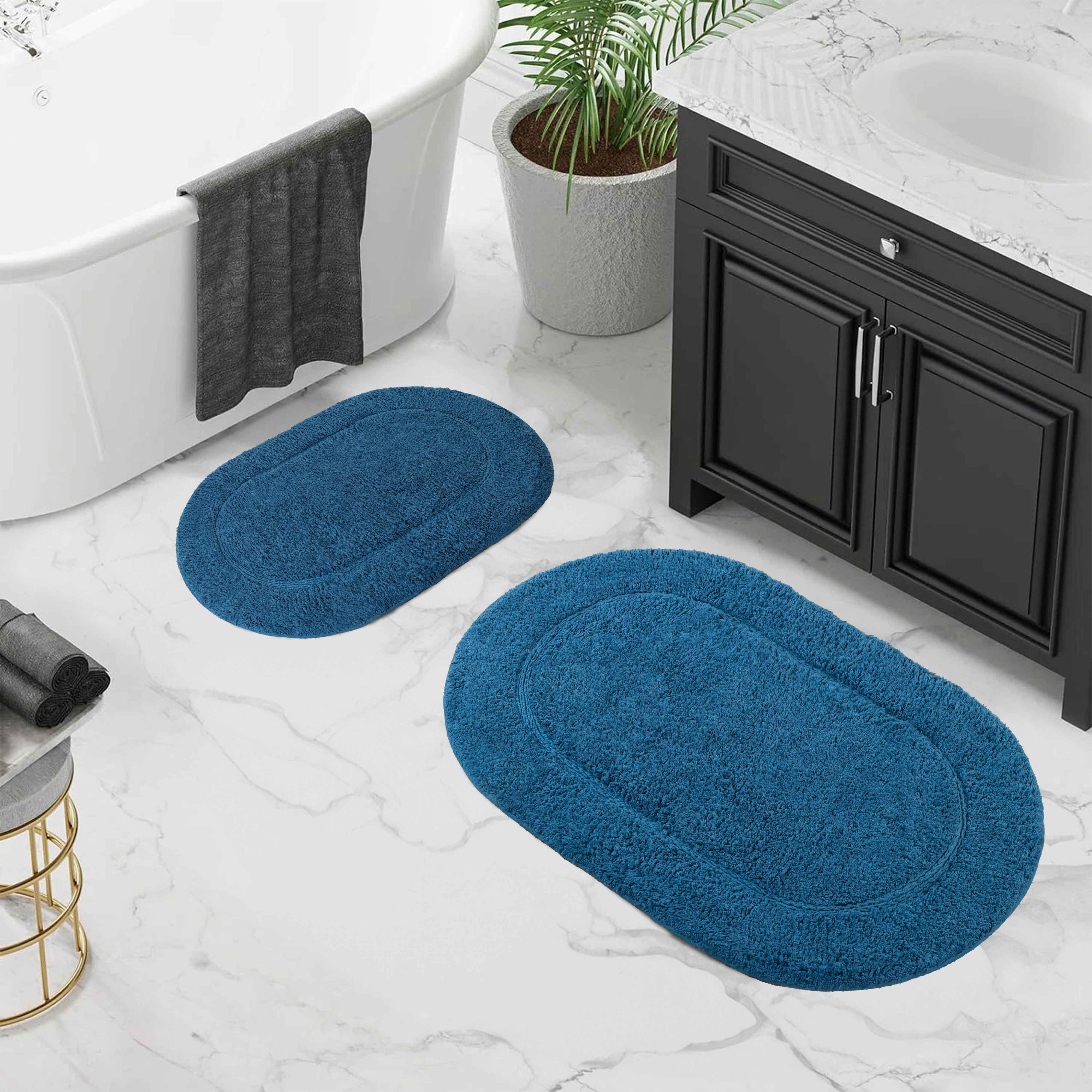 Cotton Oval Solid Non-Skid Washable 2 Piece Bath Rug Set - Bath Rugs by Superior Brand