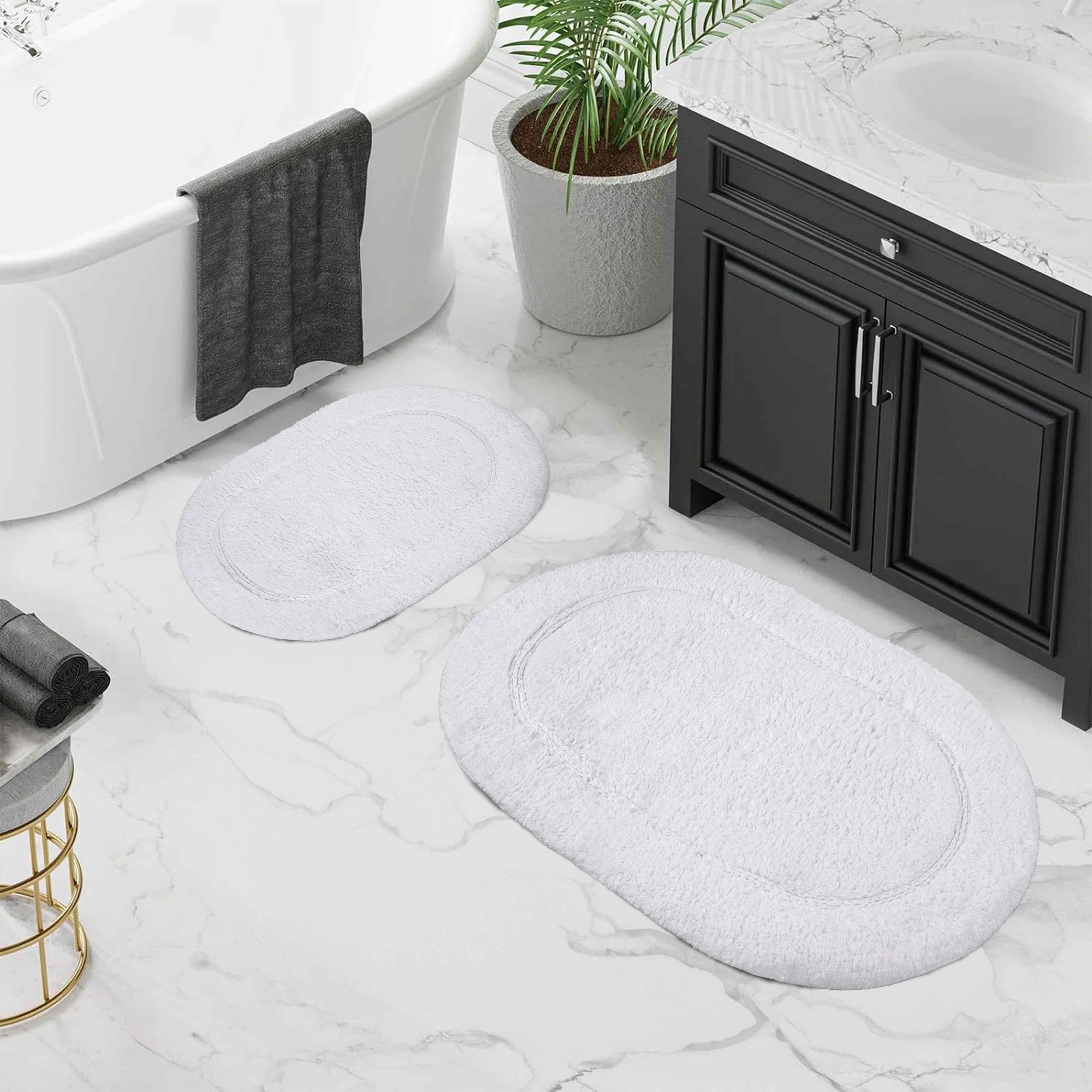 Cotton Oval Solid Non-Skid Washable 2 Piece Bath Rug Set - Bath Rugs by Superior Brand