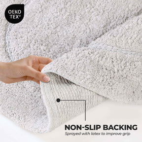 Superior Non-Slip Washable Cotton 2 Piece Bath Rug Set - White