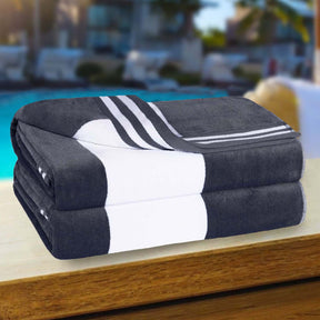 Superior Cabana Stripe Oversized Cotton Beach Towel Set Of 2,4,6 - Charcoal