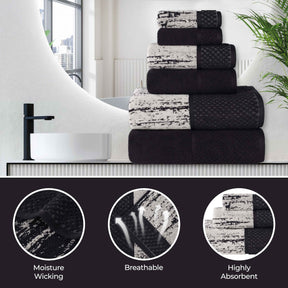 Lodie Cotton Jacquard Solid and Two-Toned Bath Sheet - Black-Ivory