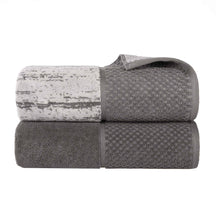 Lodie Cotton Jacquard Solid and Two-Toned Bath Sheet - Charcoal-Ivory