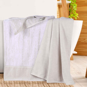 Lodie Cotton Jacquard Solid and Two-Toned Bath Sheet - Charcoal-Snow White