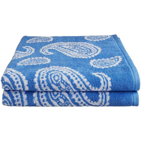 Egyptian Cotton 2 Piece Paisley Bath Towel Set - Blue