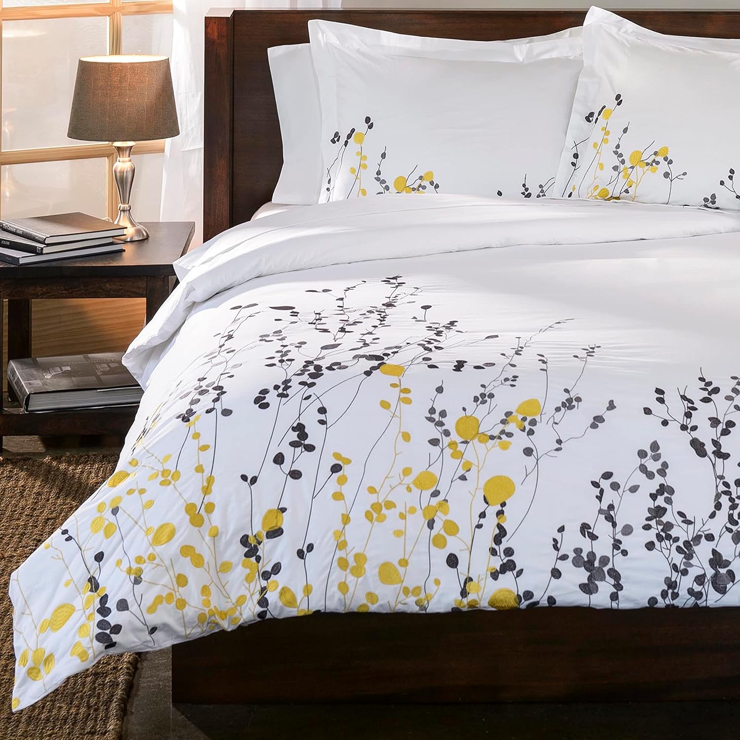 Reed Embroidered Floral Contemporary Duvet Cover Set