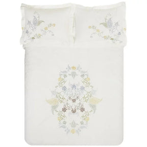 Hyacinth Embroidered Floral Cotton Duvet Cover Set