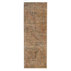 Modern Geometric Lines Abstract Boho Area Rug Or Runner Or Door Mat - Ivory
