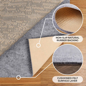 Lima Non-Slip Floor Grip Protector Felt and Rubber Indoor Area Rug Pad - Neutral